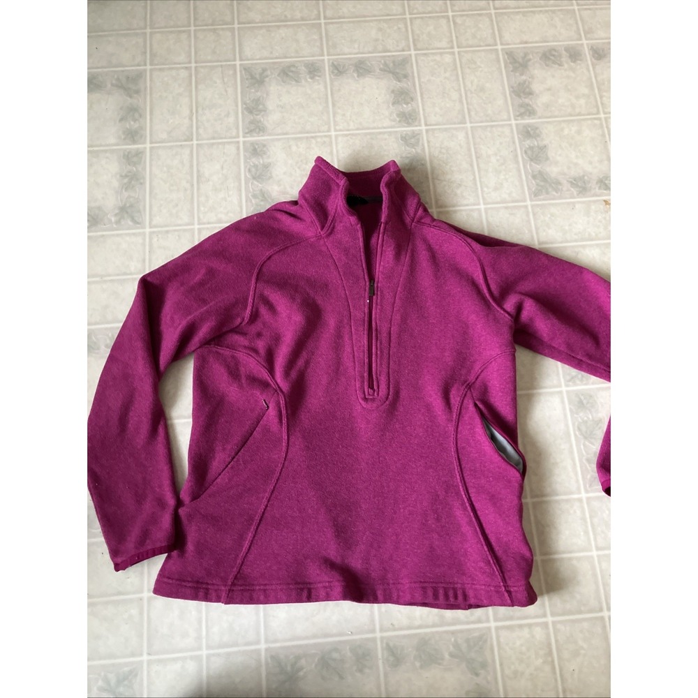Lands End Womens Size Medium Pink 10-12 Long Sleeve Pulloverβ 1/2 Zip Heavy Warm